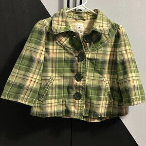 Forever 21 Green Plaid Cropped Elbow Length Sleeves Blazer/Jacket Women's Size M